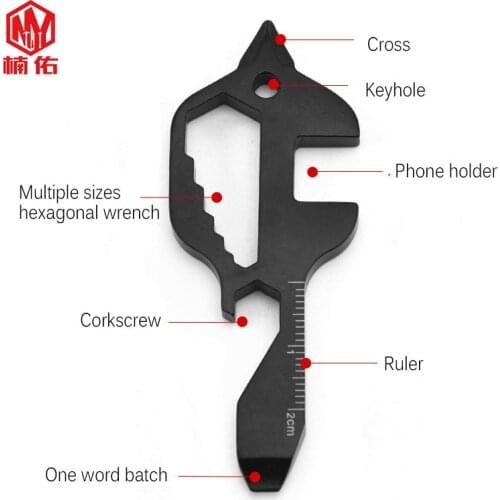 1PC Stainless Steel Fish Shape EDC Tool Card Opener Wrench Screwdriver Key Ring Keychain Pendant Outdoor Multifunction Tool