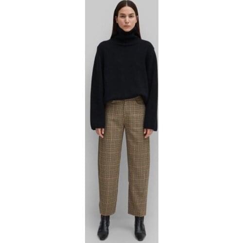 Totem* wide leg pants fall season viscose plaid casual loose style