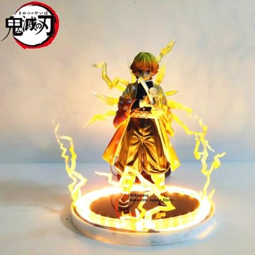 Demon Slayer Agatsuma Zenitsu PVC Action Figures Thunderclap and Flash Effect Anime Kimetsu no Yaiba Figurine Model Toys