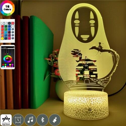 Kids LED Night Light Anime 3D Nightlight No Face Man Desk Lamp Always With Me Birthday Gift Atmosphere Decoration Bluetooth Base