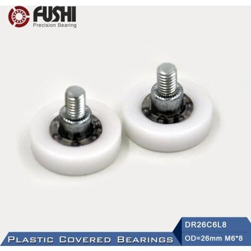 DR24C6L8 Screw Pulley Bearing 6*26*7 mm ( 2 PCS ) Doors and Windows Roller Mute Wheel POM 636 M6*8 Plastic Covered Bearings
