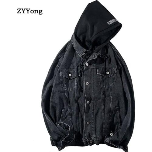 New Denim Jacket Men Hooded Sportswear Outdoors Casual Fashion Jeans Jackets Hoodies Cowboy Mens Jacket and Coat