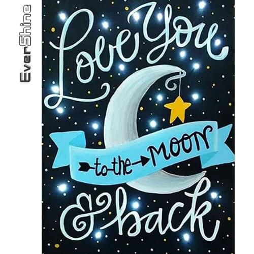 Evershine Diamond Painting Moon New Arrival Diamond Embroidery Blackboard Landscape Cross Stitch Text Mosaic DIY Art Child Gift