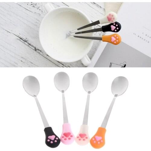 Hot Sale Stainless Steel Spoon Anti Slip Silicone Handle Can Cute For Pets Dogs