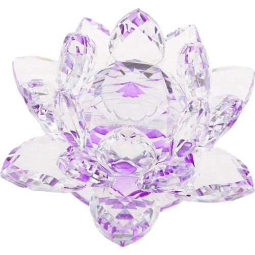 Crystal Lotus Flower Crafts Paperweights Glass Lotus Model Purple & Pink
