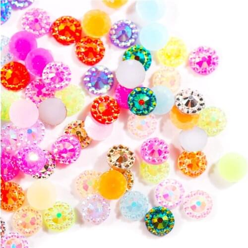4mm 5mm 6mm Flower Shape Iridescent Crystals Resin Rhinestone Stones Home Crafts Decoration Jewelry Flatback Gem Wholesale
