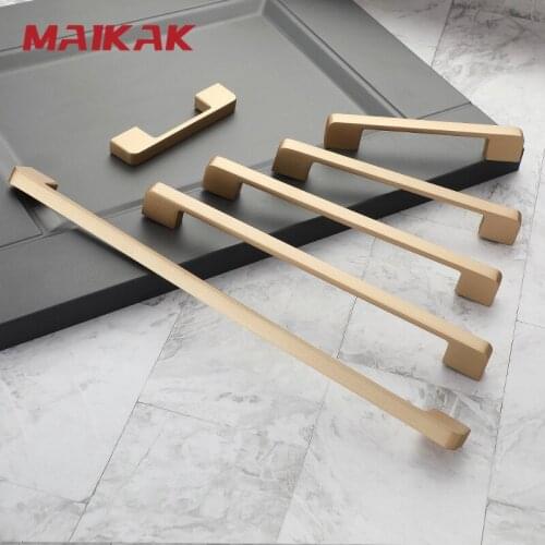 MAIKAK Gold Cabinet Handles Zinc Alloy Kitchen Handle Cupboard Door Pulls Drawer Knobs Bedroom Door Furniture Handle Hardware