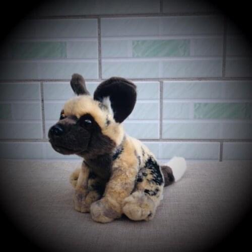 Small doll African wild dog doll simulation African hound simulation animal plush toy