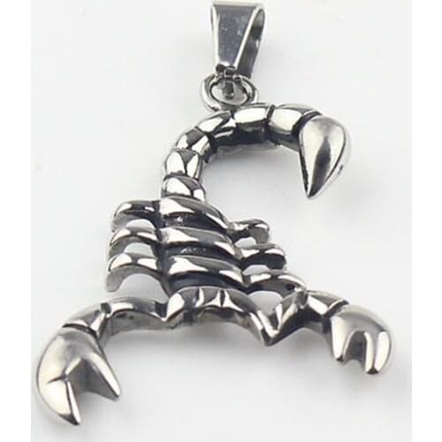 Silver color Mens Boys Gothic Punk 316L Stainless Steel Scorpion Biker Pendant