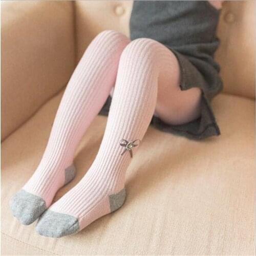 New Baby Girls Bowknot Stockings Infants Cotton Pantyhose Kids Girls Autumn Spring Tights Kids Clothes