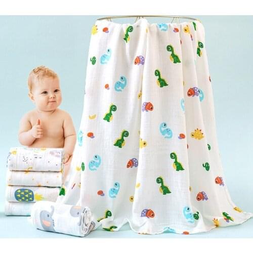 1Pc 105*105cm Muslin Baby Blankets Kids Swaddle Wrap Towel Infant Lovely Print Bath Towel Soft Newborn Swaddles Quilt