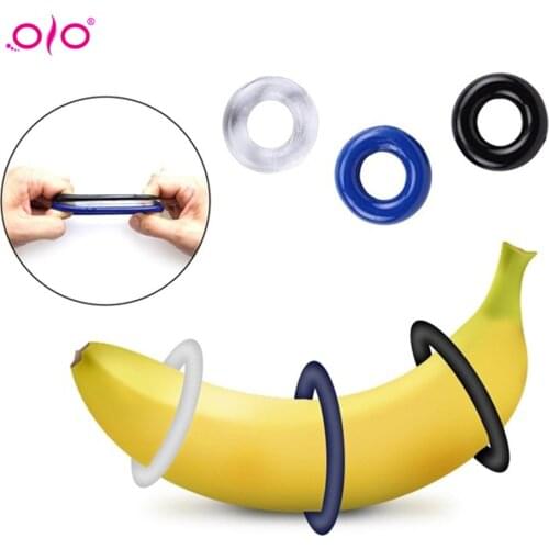 OLO 3Pcs/Set Delay Ejaculation Cocks Ring Male Penis Erection Stretcher Extender Erotic Penis Rings Sex Toys for Men Sex Product
