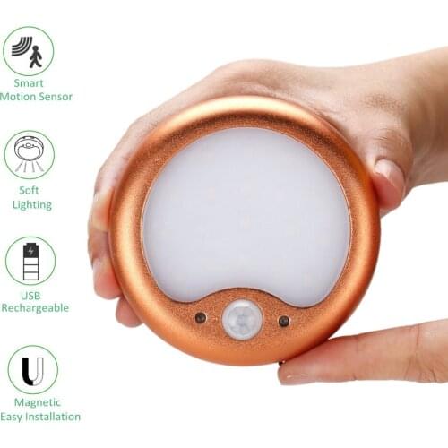 PIR Motion Sensor USB rechargeable emergency Golden color LED Under Cabinet Lamp