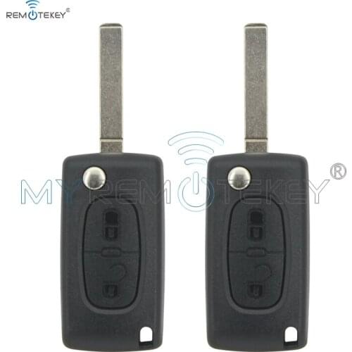 Remtekey 2pcs CE0523 2 button for Peugeot for Citroen ASK 433 mhz ID46 - PCF7941 VA2 Folding remote car key