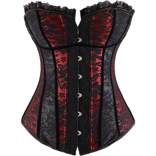 S-XXL Fashion Sexy Gothic Steampunk Corset Sexy Women Bustier Bone Lace Bandage Bustier Outwear Overbust Corset Top