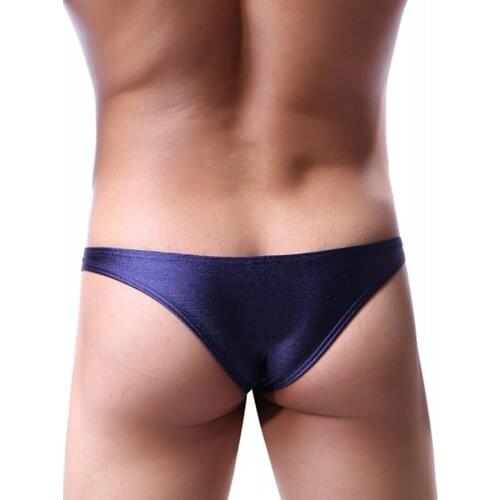 Sexy Underwear Men Bikini Briefs Mini G-string Thongs Micro Pouch Underpants Low Rise Summer Ice Silk Shorts Polyster Spandex