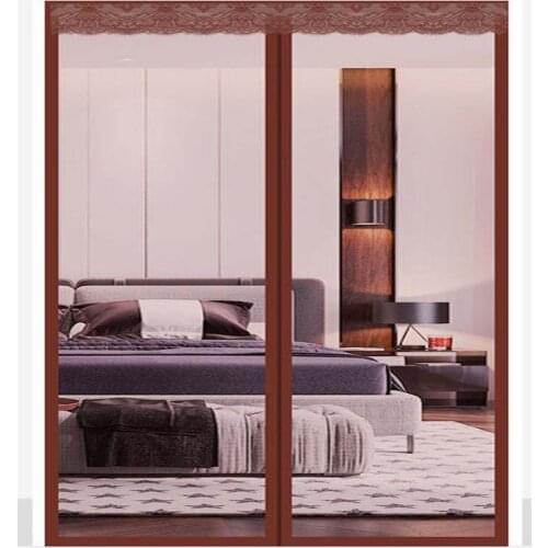 High Density Coffee Door Curtain Mesh Summer Magnetic Automatic Close Anti-Mosquito Fly Bug Insect Net Home Bedroom Screen
