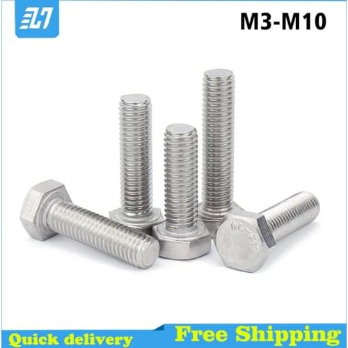 Hex Bolt Metric Thread Outer Hexagon Screw 304 Stainless Steel Assortment Kit M3 M4 M5 M6 M8 M10