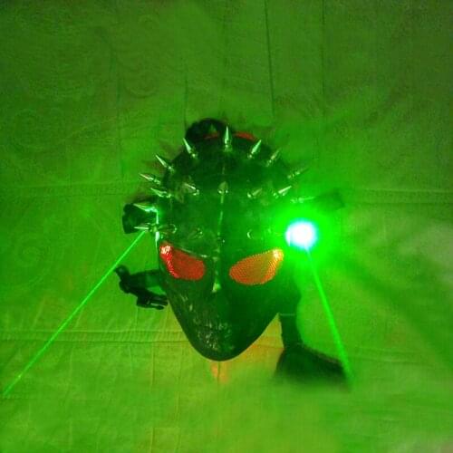 Future technology stage show mask light up mask Halloween party christmas Streampunk Man Spike LED Laser Skull Mask Costume
