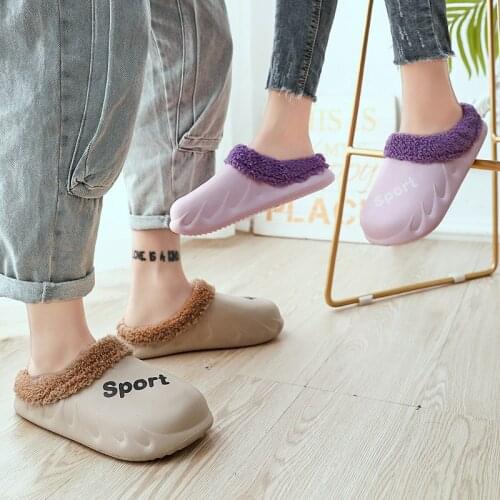 2021 Family Winter Home Slippers Children Warm Cute Cartoon Slippers Women Waterproff Non-Slip Household Slides Mens Soft Shoes