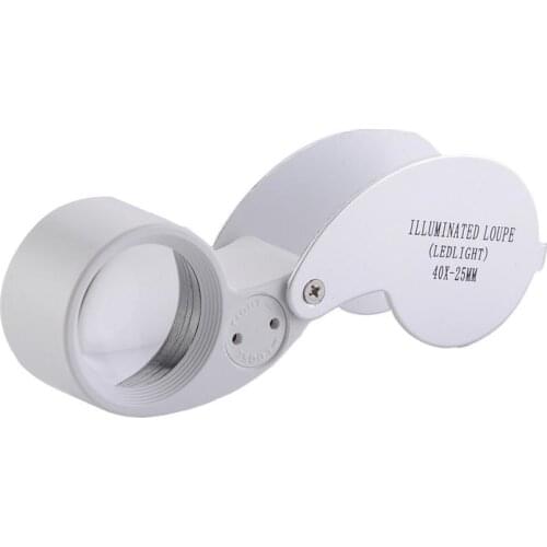 40x Magnifying Glass Loupe Jewelers Eye Glass Magnifier For Jewelry Diamond Worldwide Store With LED
