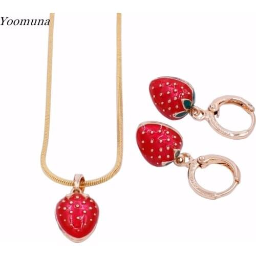 XUPING Red Color Cherry Jewelry Sets Childrens gifts Necklace And Earrings Fashion Style Russia Accessories High Quality