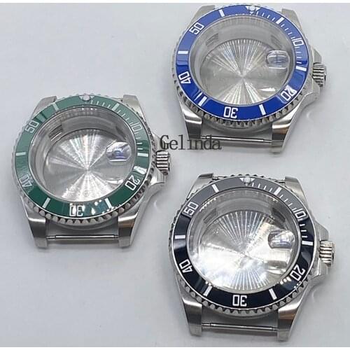 Watch parts stainless steel high quality 40mm case sapphire glass perspective / solid back cover for ETA 2813 st1612 Miyota 8215