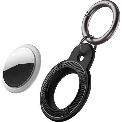 For Apple Airtags Carbon Fiber TPU Protective Sleeve For Apple Locator Tracker Anti-Lost Device Keychain Protective Sleeve Hot