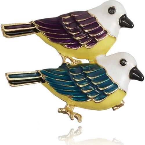 New Beautiful Colorful Gold Color Bird Brooch For Women Decoration Wild Animal Fashion Couple Brooches Wedding Jewelry Wholesale