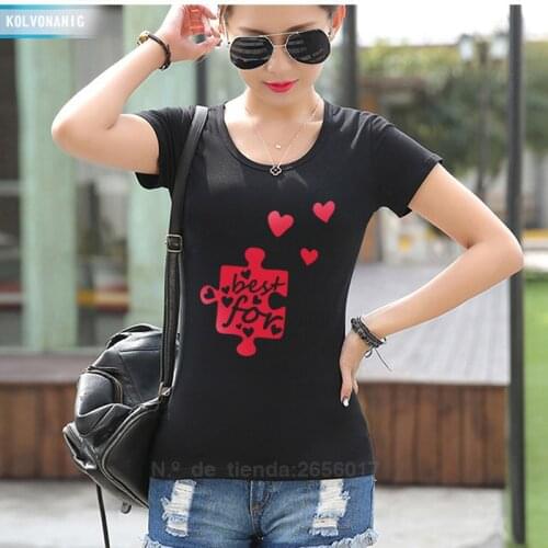 Tee Shirt Femme 2019 Summer T-Shirt Best For Love Printed T Shirt Short Sleeve Women Street Style Cotton Girl Kawaii Clothes Top