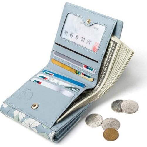 Ladies Coin Purse Small Fresh Printing Card Holder Money Bag Short Wallet Elegant PU Wallet New Lady Wallet