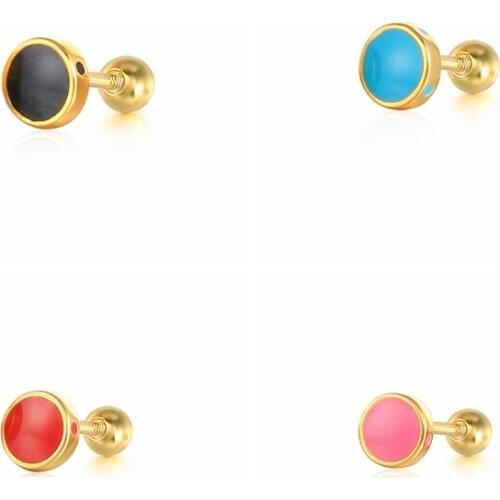 BOAKO 1pcs 925 Sterling Silver Earrings For Women Color Circle Stud Earrings Piercing Pendientes Mom Gift 2021 Trend Vintage