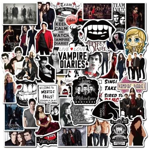 10/30/50PCS Classic American TV Series Vampire Diary Cartoon Graffiti Suitcase Laptop Sticker Waterproof Wholesale