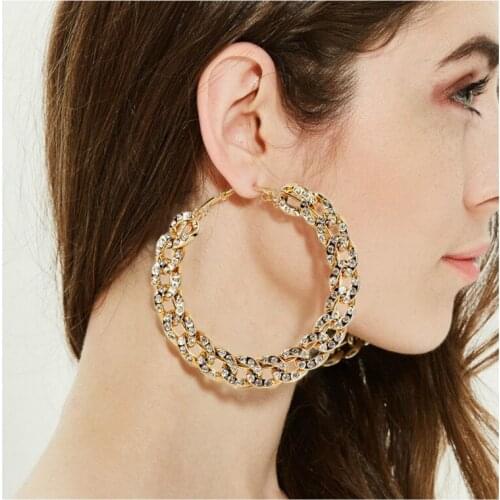 2020 New design cubic Zirconia round Earrings super size geometric earrings gold fashion Statement female Brinco Jewelry