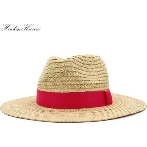 2021 New Arrivel High Quality Outdoor Travel Sunprotection Summer Raffia Straw Hat with Wide Brim Silk Fabrics Belt