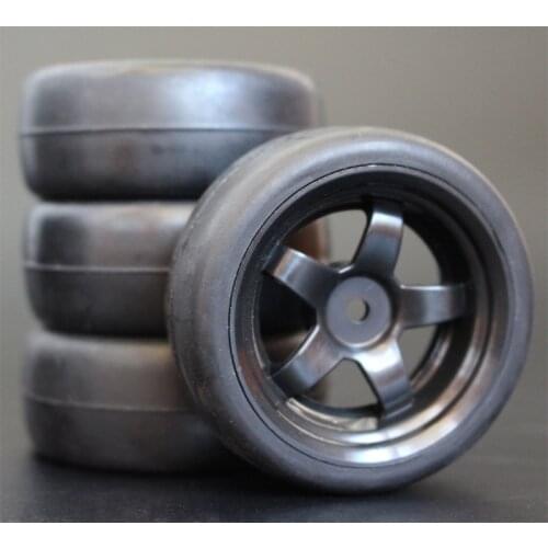 4Pcs 26mm Rubber RC Tyres & Wheel Rims Hex 12 For 1:10th HSP HPI Sprint 2 Drift RS4 On Road 4WD