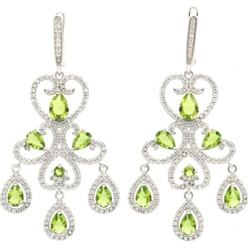 36x25mm Multi Color Tourmaline Aquamarine Peridot Tanzanite CZ Womans Wedding Silver Pendant