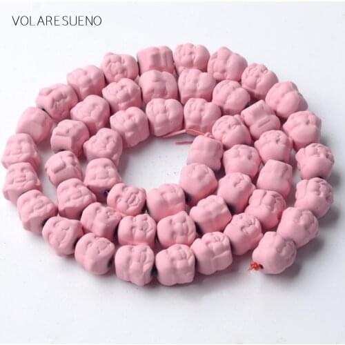 8mm Natural Pink Hematite Stone Rubber Matte Buddha Head Beads Spacer Loose Beads For Jewelry Making Diy Bracelet Necklace 15"