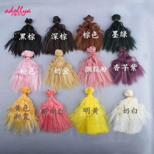 Adollya 15*100cm Hair For Dolls DIY Wigs Accessories Color Curls Corn Hot 1/3 1/4 1/6 High-Temperature Tresses For Doll Hair Wig
