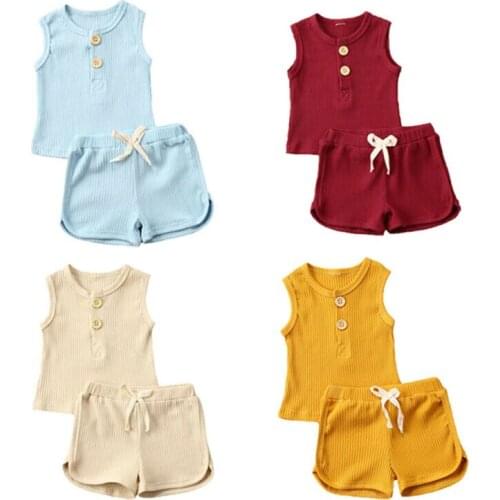 Kid Clothes 2020 Toddler Kids Baby Girls Boys Clothes Sleeveless Top T-shirt Shorts 2pcs Outfit Set