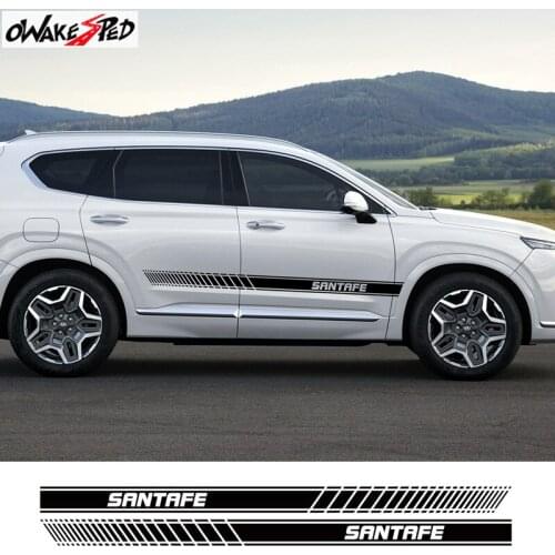 For Hyundai Santa Fe Car Door Side Skirt Decor Sticker Racing Sport Stripes Auto Body Accessories Decor Vinyl Decals