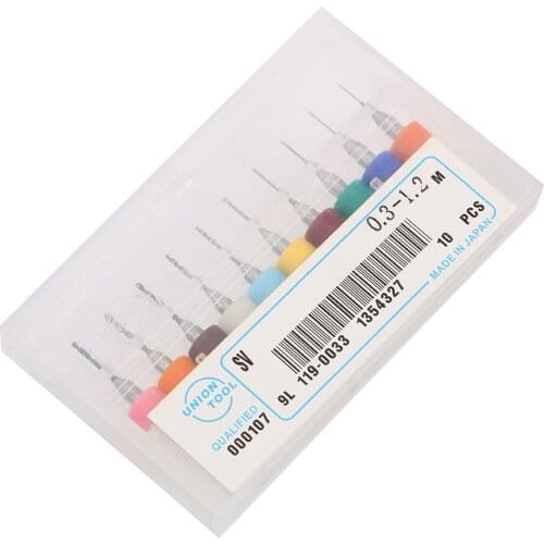 DIYWORK CNC Drill Bits Tungsten Steel 10pcs/set PCB Mini Drill Bit Twist Drill 0.3mm to 1.2mm for Print Circuit Board