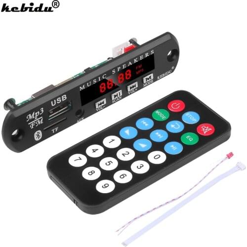 Kebidu Wireless Bluetooth DC 12V 5V Car Vehicles MP3 WMA Decoder Board Audio Module USB FM TF Radio For Car MP3 Accessories