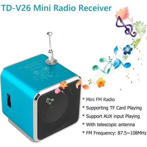 TD-V26 Mini Digital FM Radio Speaker Portable FM Radio Receiver MP3 Player with LED Display Screen Loudspeaker Support TF Card