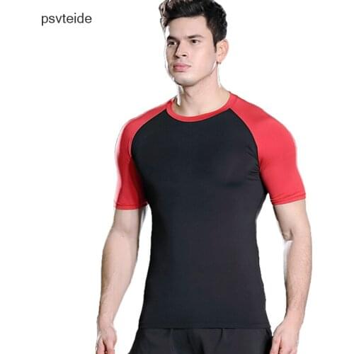 Compression T-shirt Gym Fitness Bodybuilding t shirt Male Jogging Workout Training Tee Clothing Short Sleeves Quick Dry tshirt