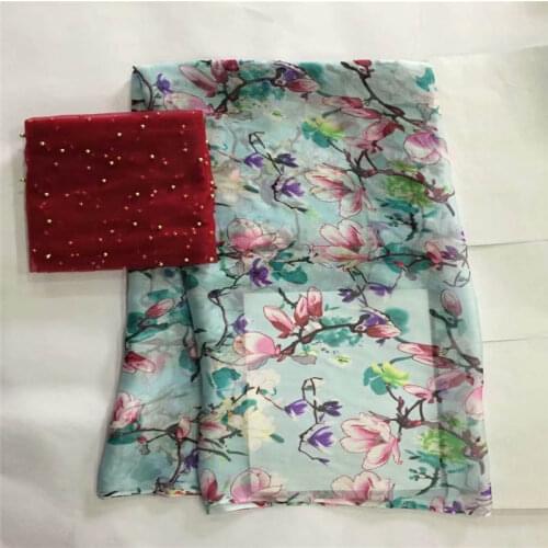 LX!High quality African silk chiffon printed fabric for ladies to wear soft and comfortable printed silk fabric! F32433