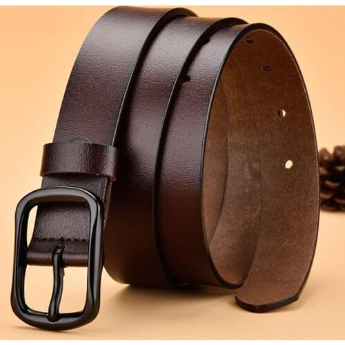 2021 New Fashion High Quality Leather Belt Fashion Black Cowhide Belt Accessories Man and woman