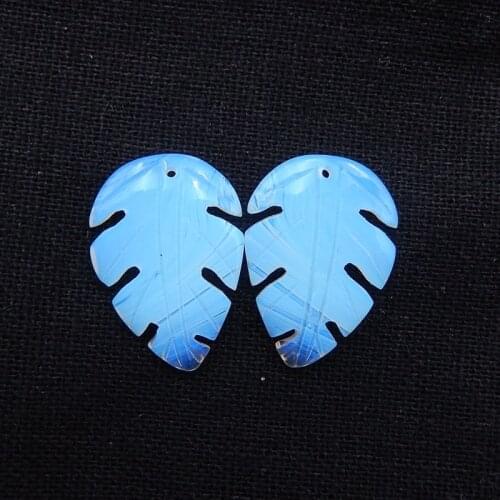 New Arrival Jewelry accessories, Birthday gift,Natural Opalite Carved leaves fashion Earring Beads 24x17x3mm,3.3g