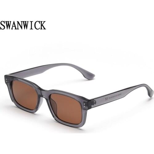 Swanwick rectangle sunglasses men polarized women retro TR90 frame brown lens grey driving Korean style Summer UV400 tourism