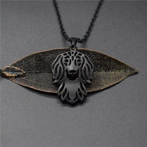 4 Colors Long Haired Dachshund Charm Necklace Trendy Metal Dog Jewellery Dachshund Pendant Necklace Women Jewelery